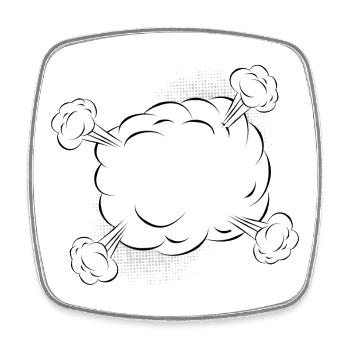 Empty comic fight cloud for your own texts & motifs - Square fridge magnet - white - Front