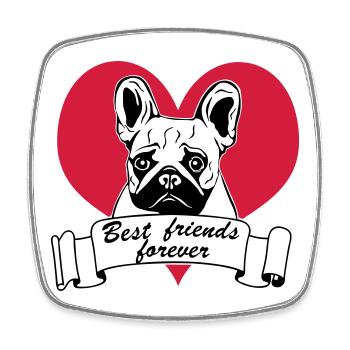 Bouledogue français, bouledogue français ... / + - Magnet carré - blanc - Devant