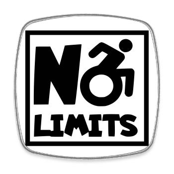 No limits for this wheelchair user, role # - Square fridge magnet - white - Front