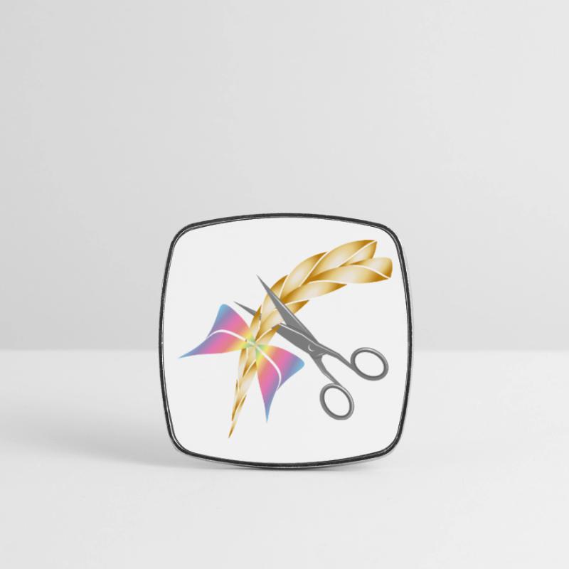 Scissors cut a blonde braid Square fridge magnet