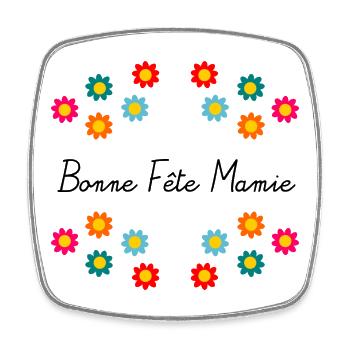 FÊTE DES MÈRES. BONNE FÊTE MAMIE. JE T'AIME MAMIE - Magnet carré - blanc - Devant