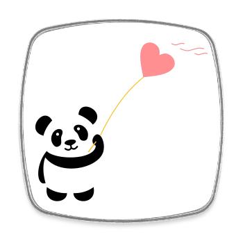 panda heart cute balloon bear big thick kusch - Square fridge magnet - white - Front