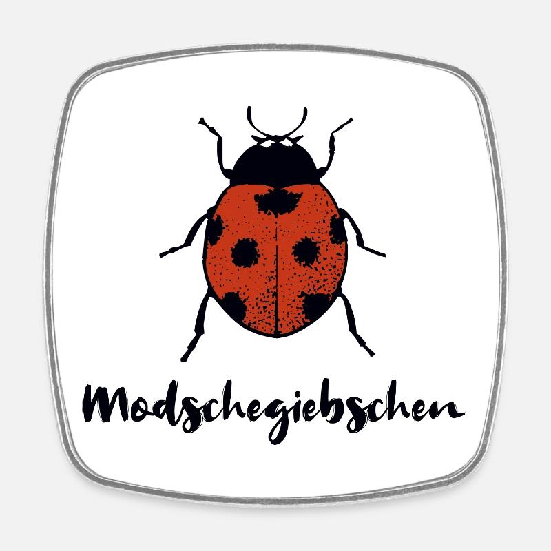 Modschegiebchen Marienkäfer Sächsisch Geschenk - Viereckiger Kühlschrankmagnet - Weiß