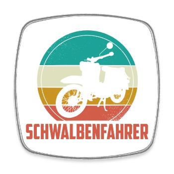 Schwalbe Moped Mofa DDR Schwalbenfahrer Geschenk - Viereckiger Kühlschrankmagnet - Weiß - Vorne