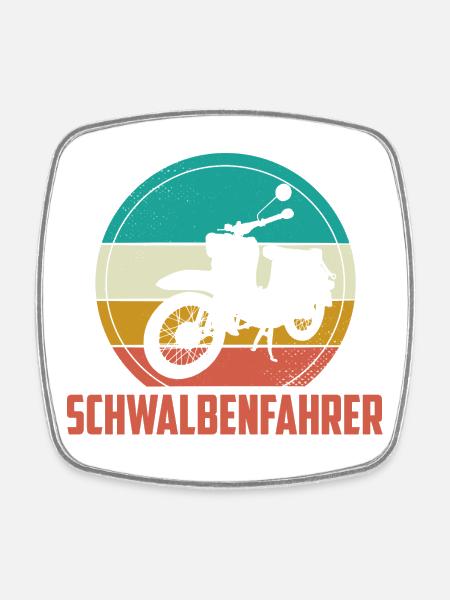 Schwalbe Moped Mofa DDR Schwalbenfahrer Geschenk - Viereckiger Kühlschrankmagnet - Weiß