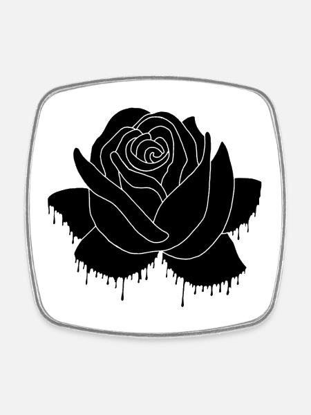Graffiti einer schwarzen Rose - Viereckiger Kühlschrankmagnet - Weiß