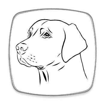 Portrait de labrador retriever dessiné - Magnet carré - blanc - Devant