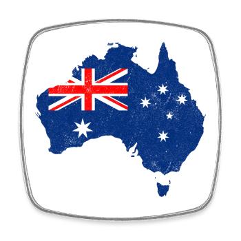 Flag Map of Australia - Square fridge magnet - white - Front