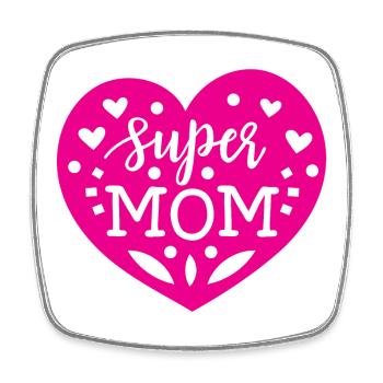Super Mom - Square fridge magnet - white - Front