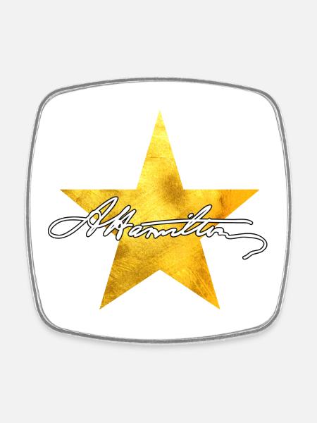 Hamilton Gold Star - Viereckiger Kühlschrankmagnet - Weiß