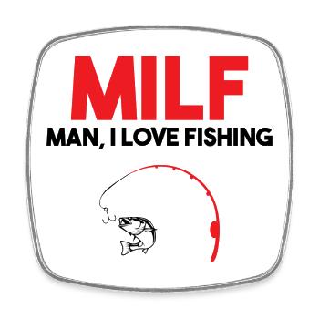 Angler fishing fisherman saying fish - Square fridge magnet - white - Front