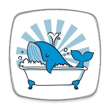 Wal in der Badewanne – Lustiges Ozean Design - Viereckiger Kühlschrankmagnet - Weiß - Vorne