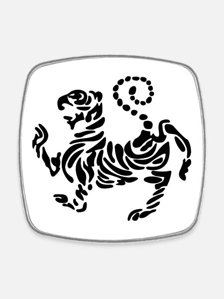 Shotokan Tiger Karate Logo Emblem freistehend - Viereckiger Kühlschrankmagnet - Weiß