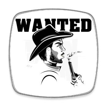 Symbole de cowboy recherché Logo Symbole de l’Ouest - Magnet carré - blanc - Devant