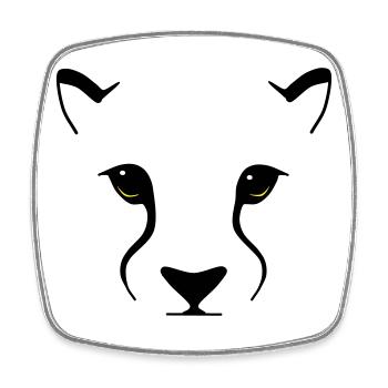 Big cat gaze – elegance with bite - Square fridge magnet - white - Front