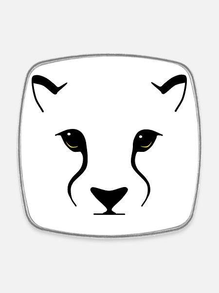 Big cat gaze – elegance with bite - Square fridge magnet - white