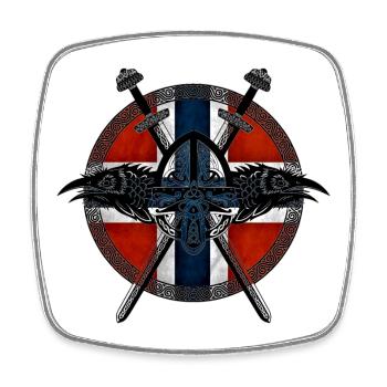 Wikinger Viking Norwegen Flagge Raben Design - Viereckiger Kühlschrankmagnet - Weiß - Vorne