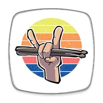 Drumstick Trommeln Schlagzeuger Vintage - Viereckiger Kühlschrankmagnet - Weiß - Vorne