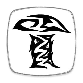 Pilztribal Pilz Tribal einfach - Viereckiger Kühlschrankmagnet - Weiß - Vorne