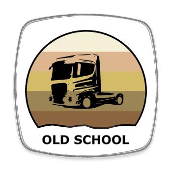 Old school LKW Fahrer - Viereckiger Kühlschrankmagnet - Weiß - Vorne
