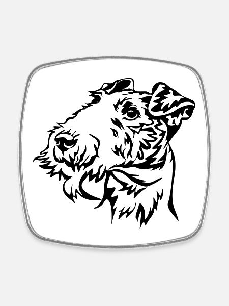 Fox terrier head - Square fridge magnet - white