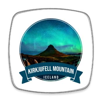 Kirkjufell, Aurore, Islande - Magnet carré - blanc - Devant