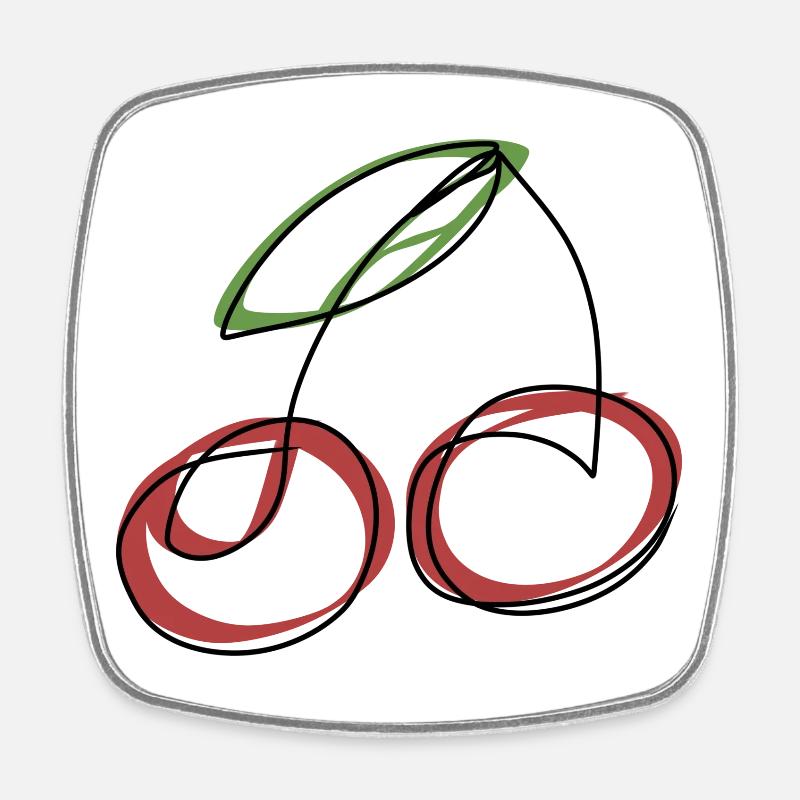 Lineart Cherry - Square fridge magnet - white
