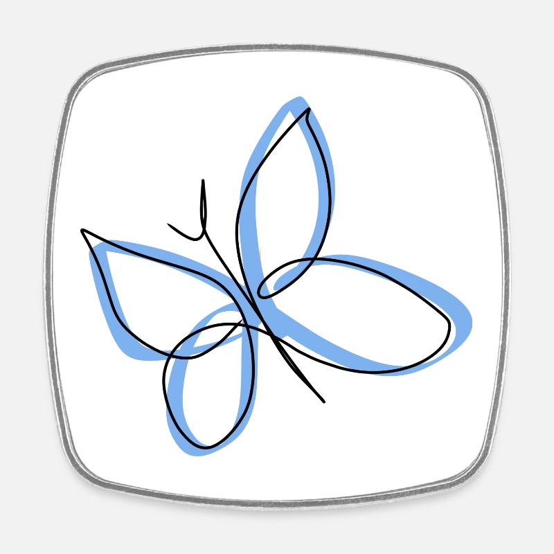 Papillon - Magnet carré - blanc