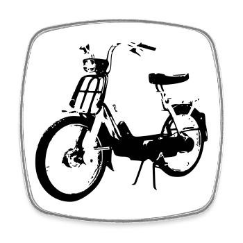 Mofa Moped Töffli - Ciao Bravo Trend - 2025 - Viereckiger Kühlschrankmagnet - Weiß - Vorne