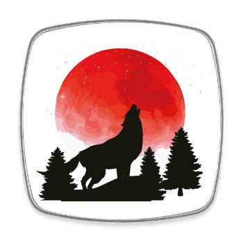 Wolf's Call on the Red Moon - Square fridge magnet - white - Front