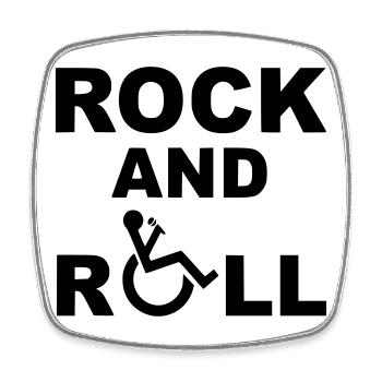 Rock and roll, musicien en fauteuil roulant, musique * - Magnet carré - blanc - Devant