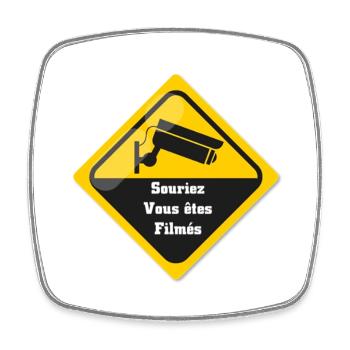 Souriez Vous êtes filmés - Magnet carré - blanc - Devant