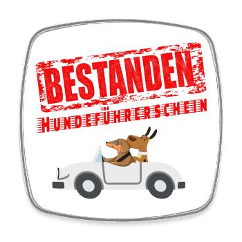 Hundeführerschein bestanden - Viereckiger Kühlschrankmagnet - Weiß - Vorne