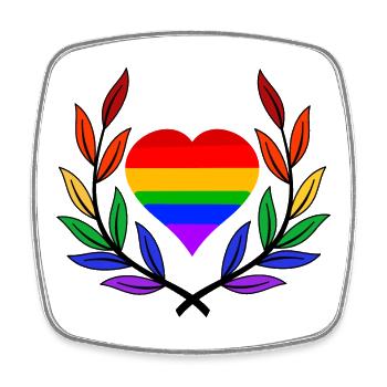 Lorbeerkranz Gay Pride Herz Regenbogenfahne LGBT - Viereckiger Kühlschrankmagnet - Weiß - Vorne