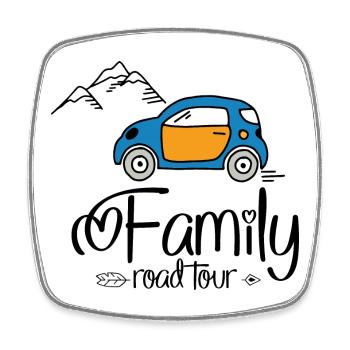 Family Excursion - Square fridge magnet - white - Front