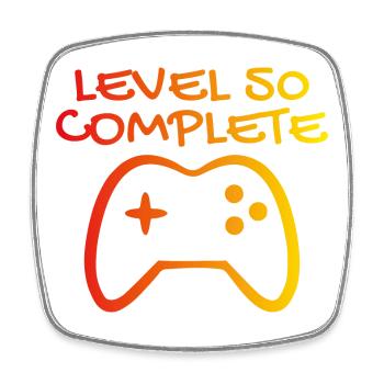 50 Birthday - Level 50 Complete - Gamer 50 years - Square fridge magnet - white - Front