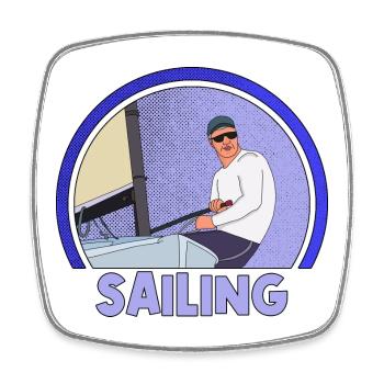Sailing - Square fridge magnet - white - Front