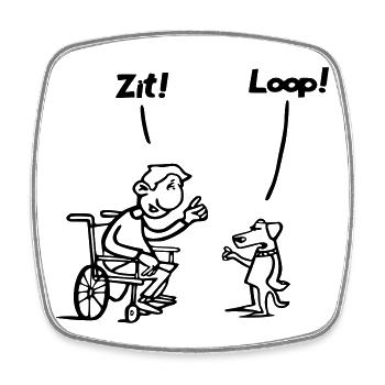 Setzen Sie sich und gehen Sie. Rollstuhlfahrer vs. Hundehumor * - Viereckiger Kühlschrankmagnet - Weiß - Vorne