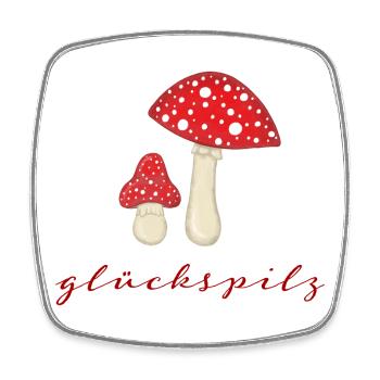Glückspilz Rotpilz Duo - Viereckiger Kühlschrankmagnet - Weiß - Vorne