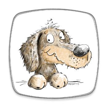 Happy Dachshund I Dachshund I Teckel I Dog - Square fridge magnet - white - Front
