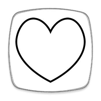 Contour noir blanc cœur - Magnet carré - blanc - Devant