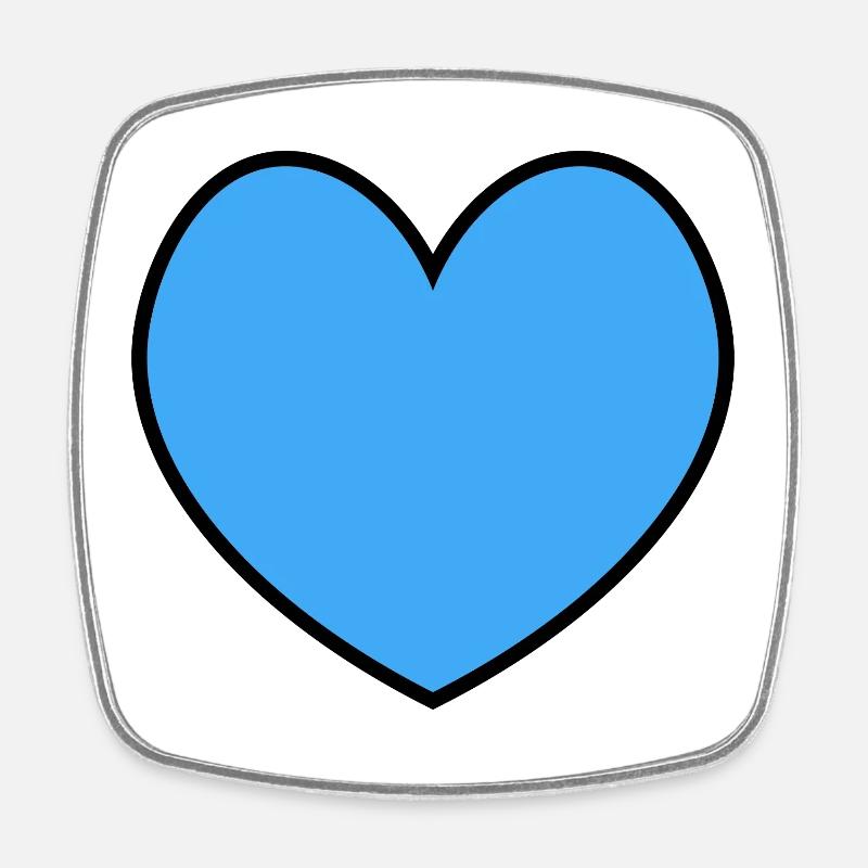 Heart blue black outline - Square fridge magnet - white