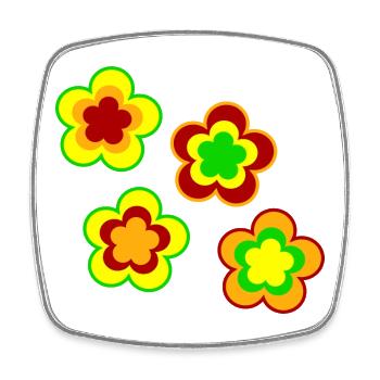 70er Jahre Blume Muster - Viereckiger Kühlschrankmagnet - Weiß - Vorne