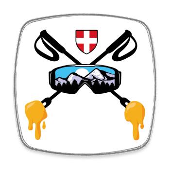 Savoie Ski et fondue savoyarde Cadeau Haute Savoie - Magnet carré - blanc - Devant
