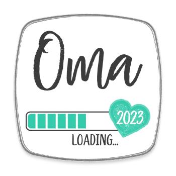 Oma Loading 2023 Herz Junge Werdende Großmutter - Viereckiger Kühlschrankmagnet - Weiß - Vorne