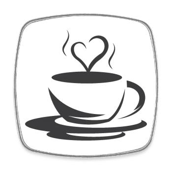 Cafe Kaffee Illustration Logo icon Herz Liebe - Viereckiger Kühlschrankmagnet - Weiß - Vorne