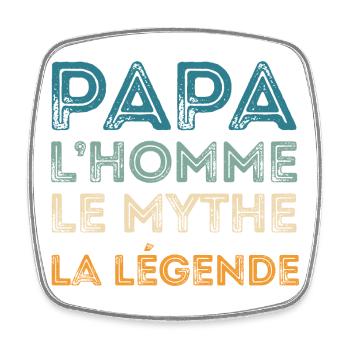 Papa Homme Mythe Légende - Magnet carré - blanc - Devant