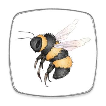 detailed drawing of a flying bumblebee - Square fridge magnet - white - Front