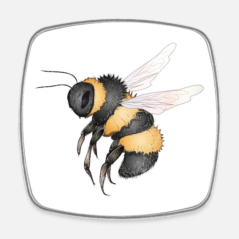 detaillierte Zeichnung einer fliegenden Hummel - Viereckiger Kühlschrankmagnet - Weiß