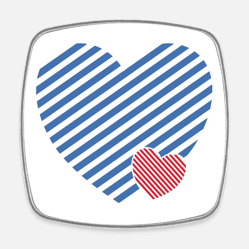 Double Heart - Idée cadeau textile design - Magnet carré - blanc